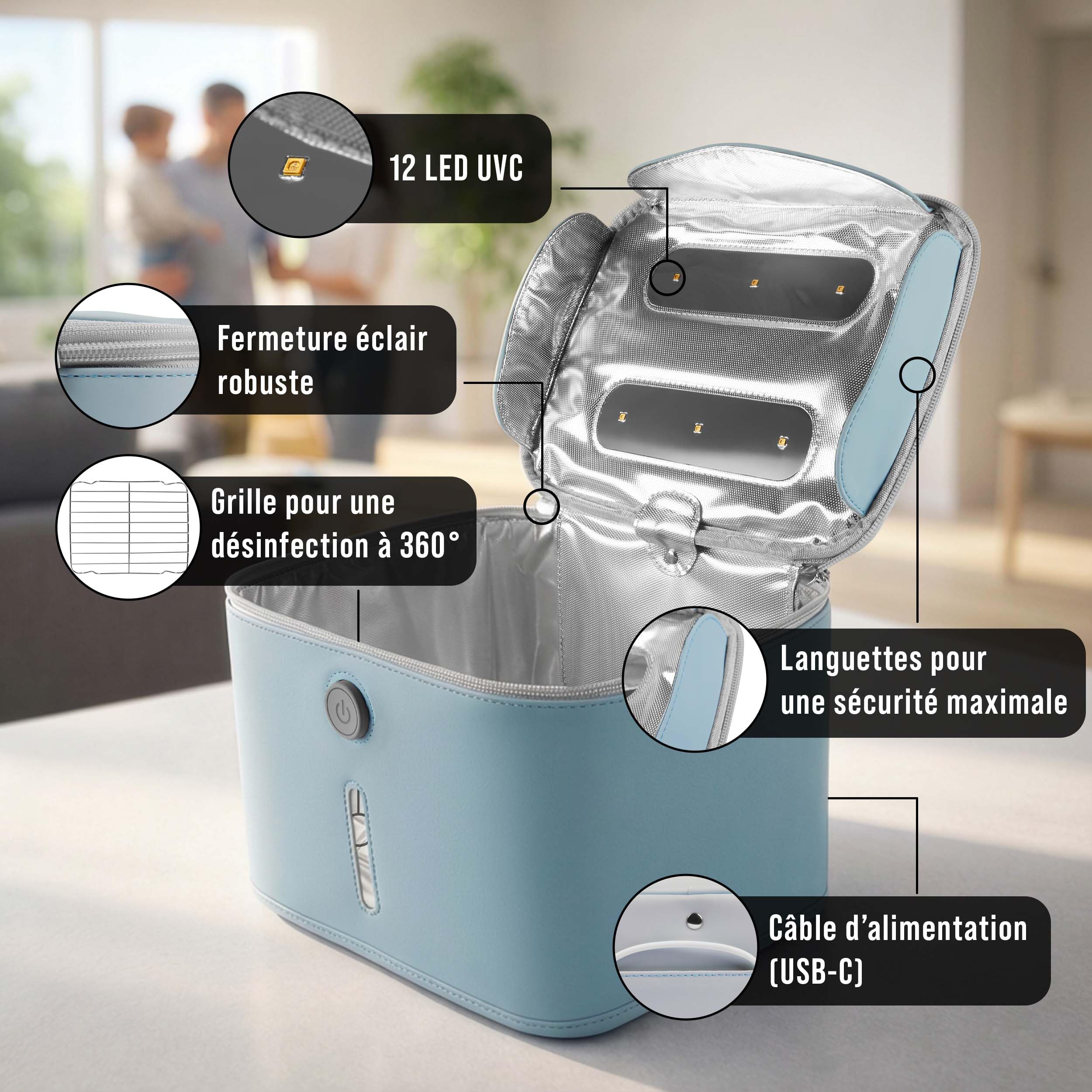 Pulox Sac de désinfection UVC - Stérilisateur UV portable pour une décontamination rapide jusqu'à 99,9% en 3 minutes