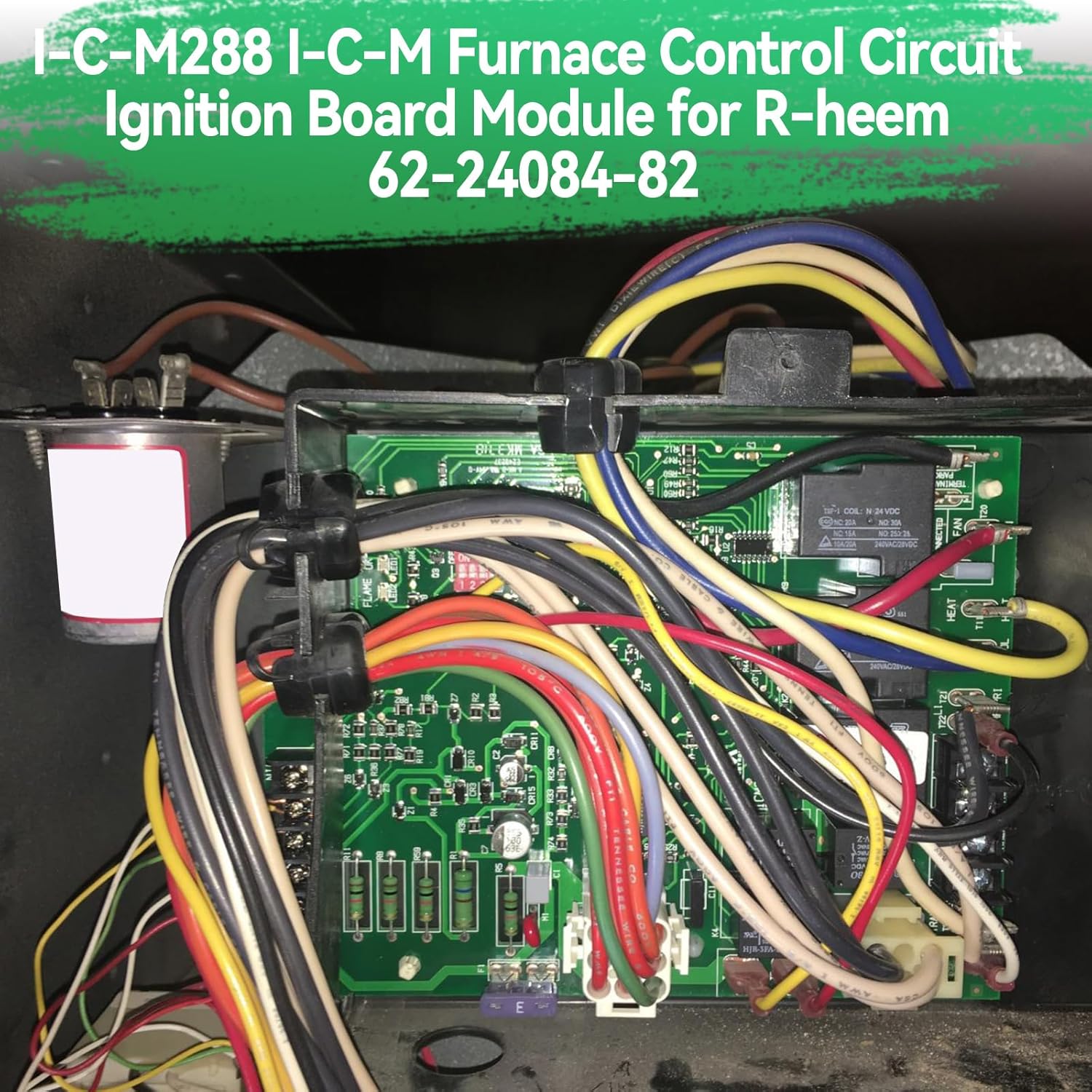 ICM288 Replacement Furnace Control Board Compatible with Rhe-em 62-24084-82 – Micro-Processor-Based with Diagnostic LEDs, Reverse Polarity Detection & Twinning Support