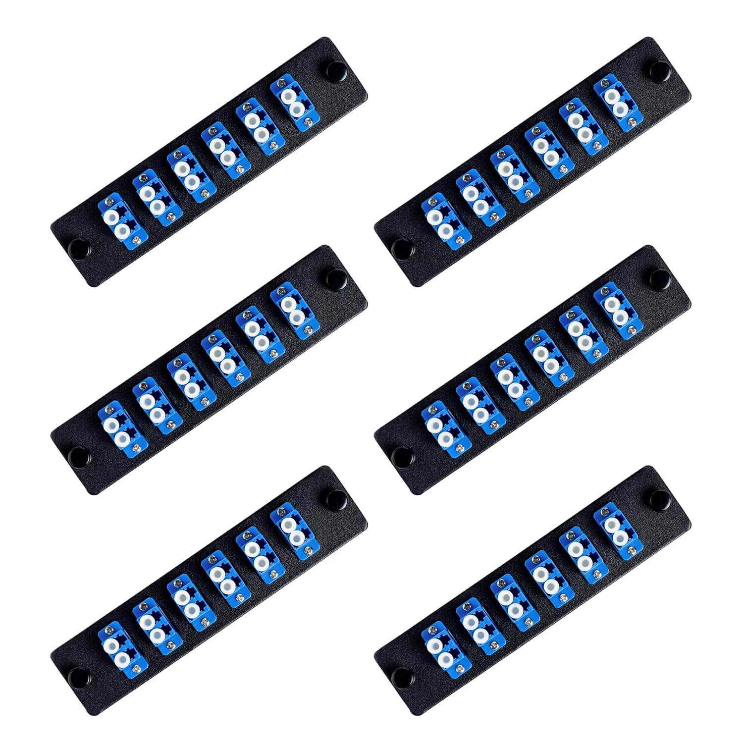 SpeedyFiberTX 6-Pack 12-Port LGX Compatible Fiber Patch Panel with Preloaded Blue LC Duplex Adapters