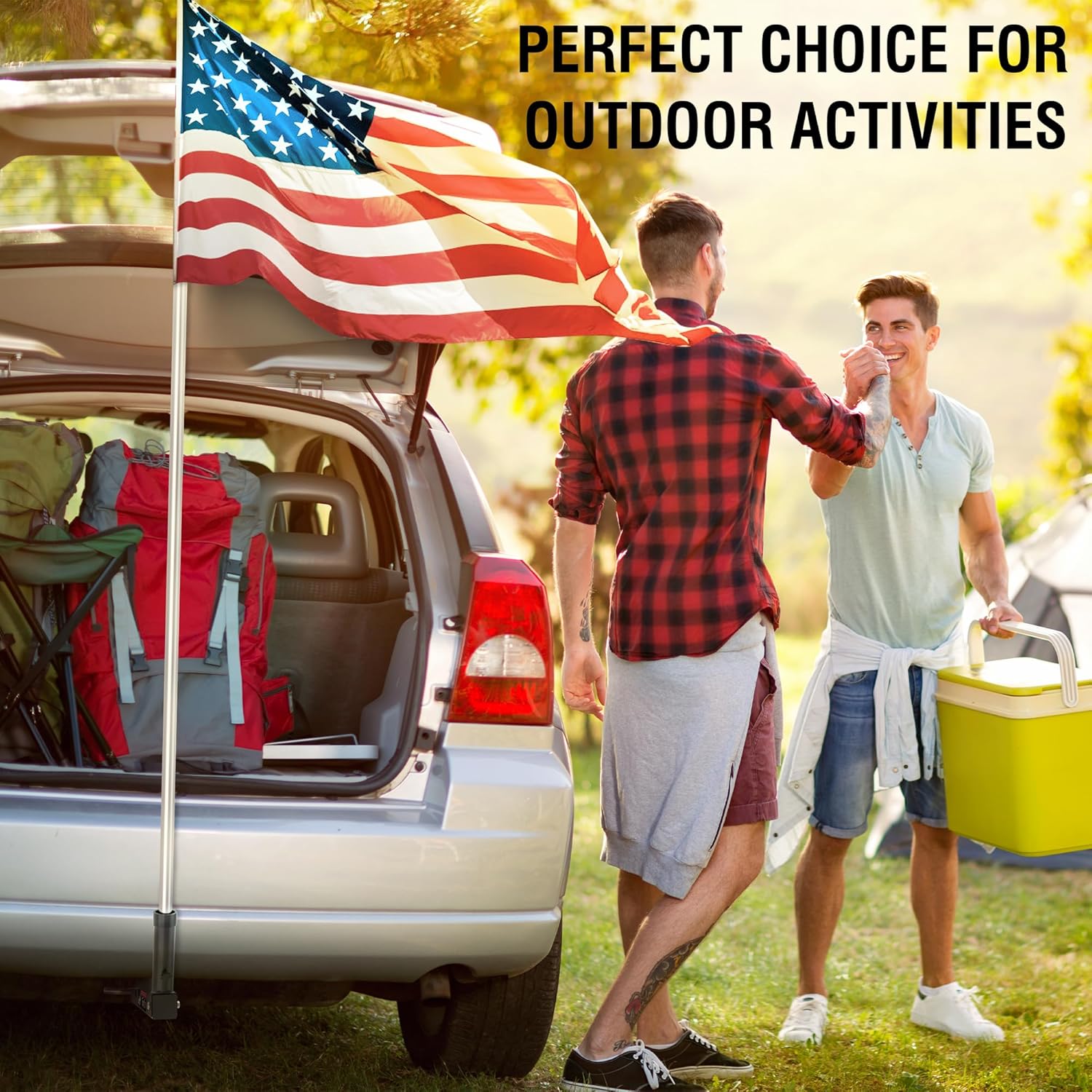 Hitch Mount Flagpole Holder, Heavy-Duty Flag Pole Holder for 1.6" Hitch, 2 Models (Single Hole & Dual Hole with Design), Flag Holder for Jeep, Truck, SUV, RV, Camper (Single Hole) - Image 7