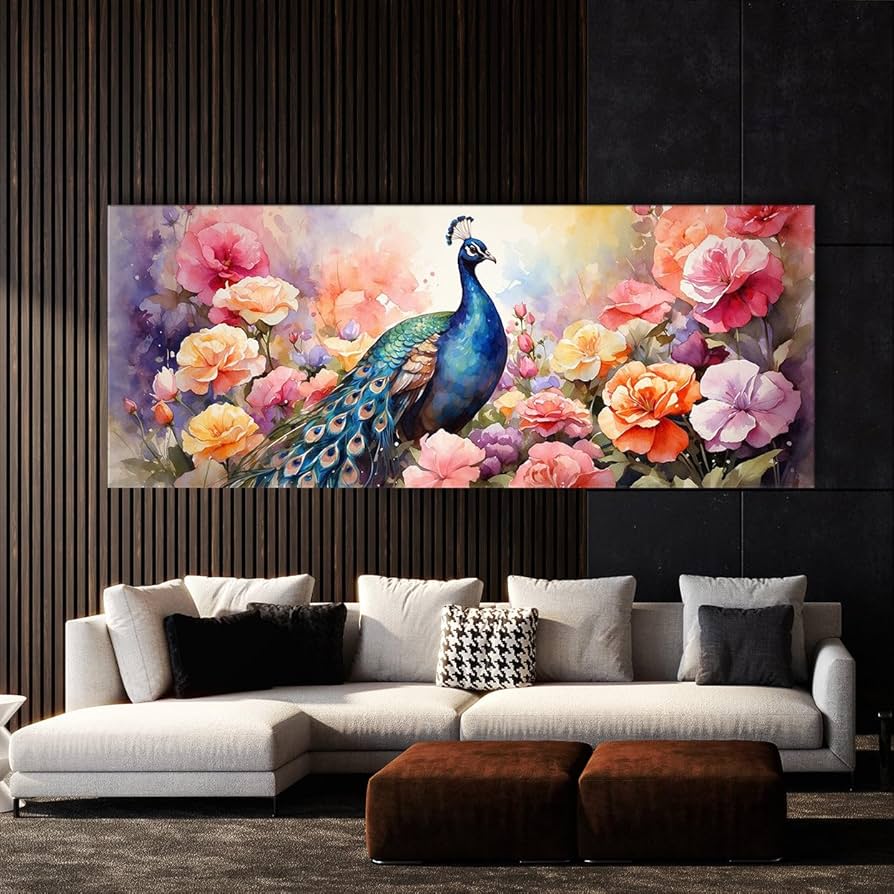 Amazon.com: Sense Canvas Peacock Elegance 56 Canvas Art