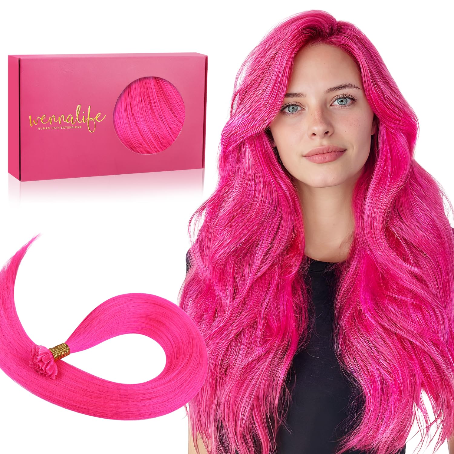 WENNALIFE Nanoring Extensions Echthaar, 50g to 60g 50s to 100s 35cm to 60cm Nano Utip Micro Tressen Ring Weft Extensions Echthaar für Frauen Invisible Nanoringe Haar Extensions