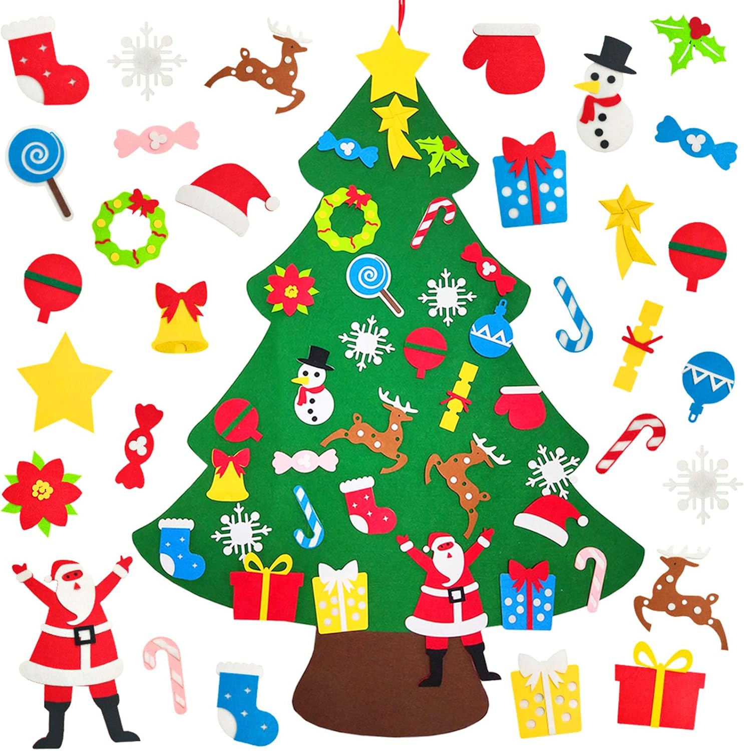 Buy Diy Felt Christmas Tree Set With 32 Pcs Ornaments For Kids Toddlers Children 3 1ft Felt Crafts Kits For Christmas New Year Wall Door Hanging Decorations Online In Indonesia B07wzkt2hk