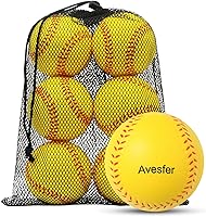 Avesfer 11 Inch Foam Softballs 6 Pack with Mesh Bag - Safe PU Foam Practice Balls for Kids Beginners Batting Hitting Fielding Indoor Outdoor