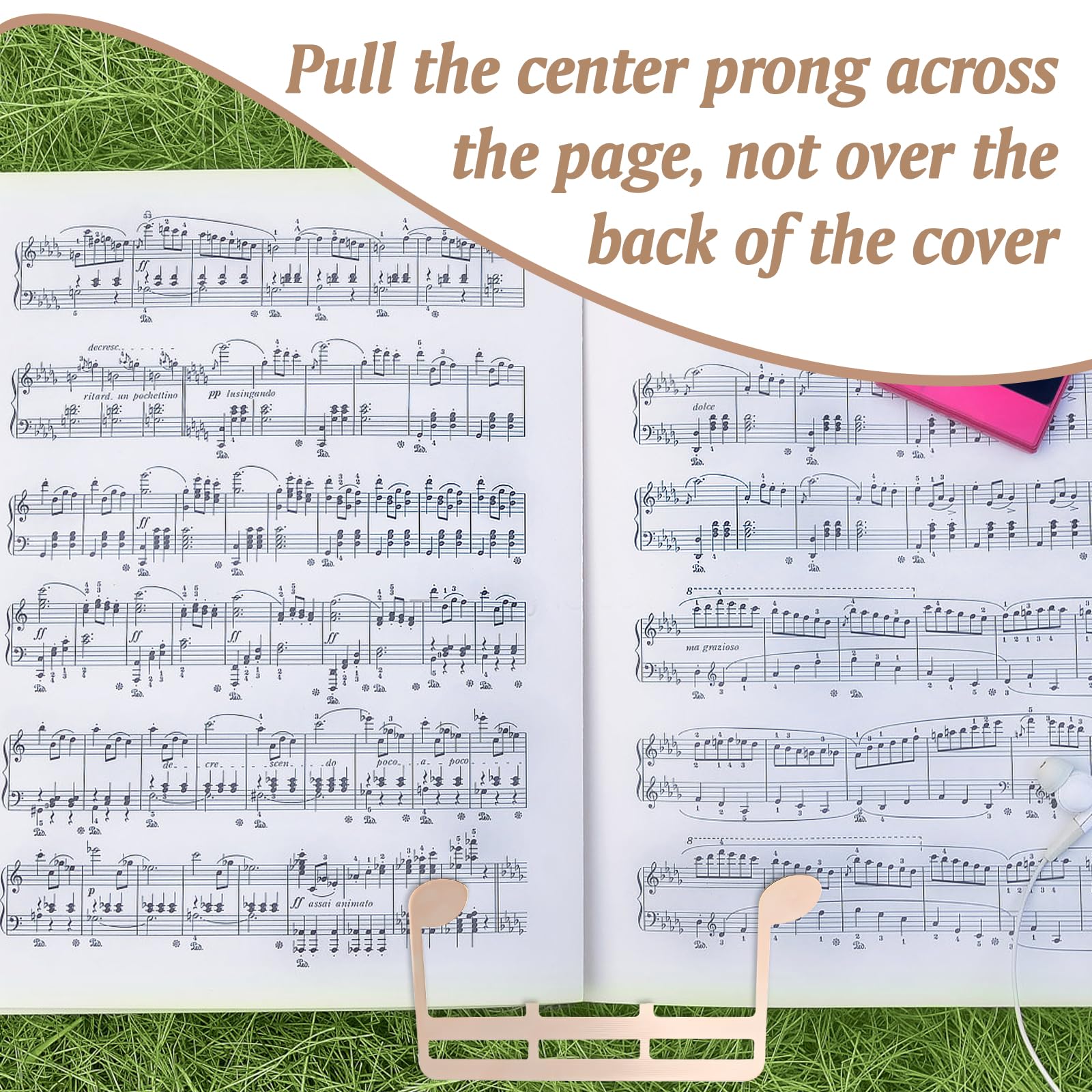 HOMMDECO Piano Book Sheet Music Folder 2 PCS Metal Note & M Shape Holder Book Snack Bag Page Marker Holder for Keyboard Piano Guitar Sheet Music Accessories - Image 4
