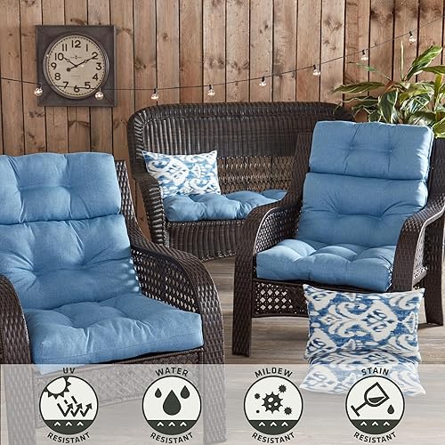 Miniatura 6 de Greendale Home Fashions Cojines para silla de respaldo alto de 44 x 22 pulgadas, 1 unidad (paquete de 1), mezclilla