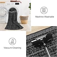 Vista 5 de Seavish Alfombra negra para lavandería, alfombra Chindi de 2'x4.2', de pelo bajo, de algodón tejido, decorativa, bohemia, para pasillo, alfombra