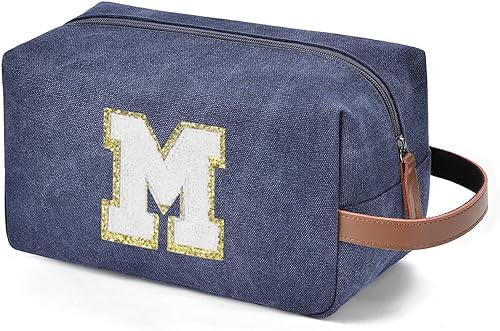 UTOTEBAG Neceser de iniciales para hombre, regalos de Navidad, Azul, Medium (3