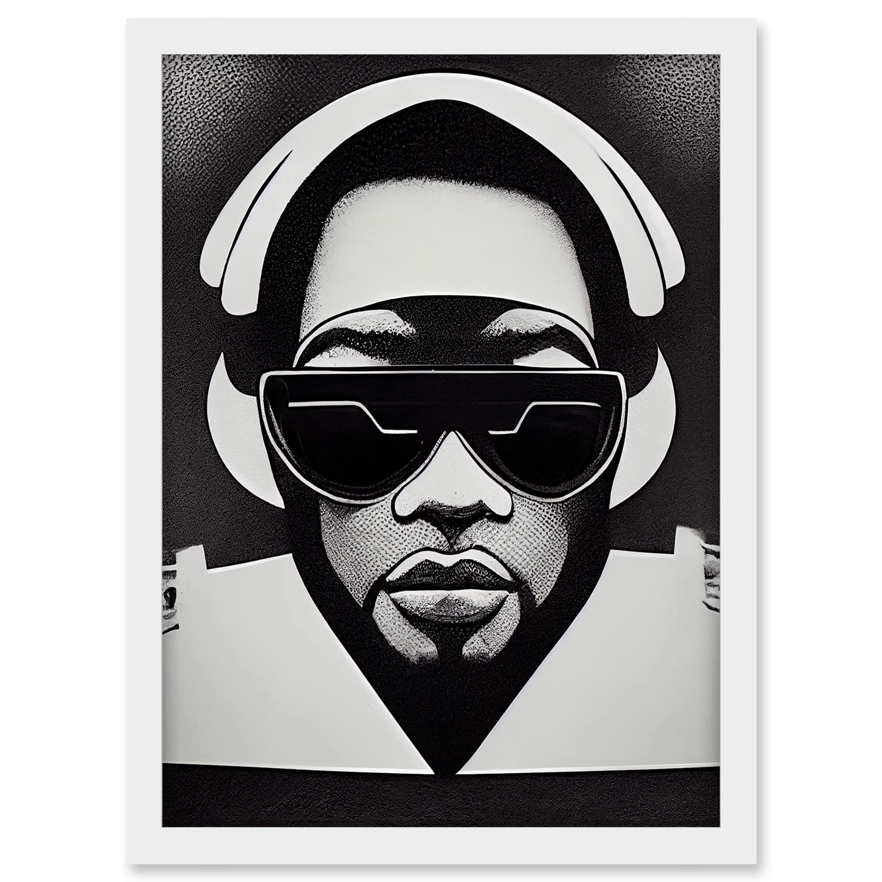 Wee Blue Coo Hip Hop Black Artist Music DJ Monochrome Music Musician Artwork Framed A3 Wall Art Print