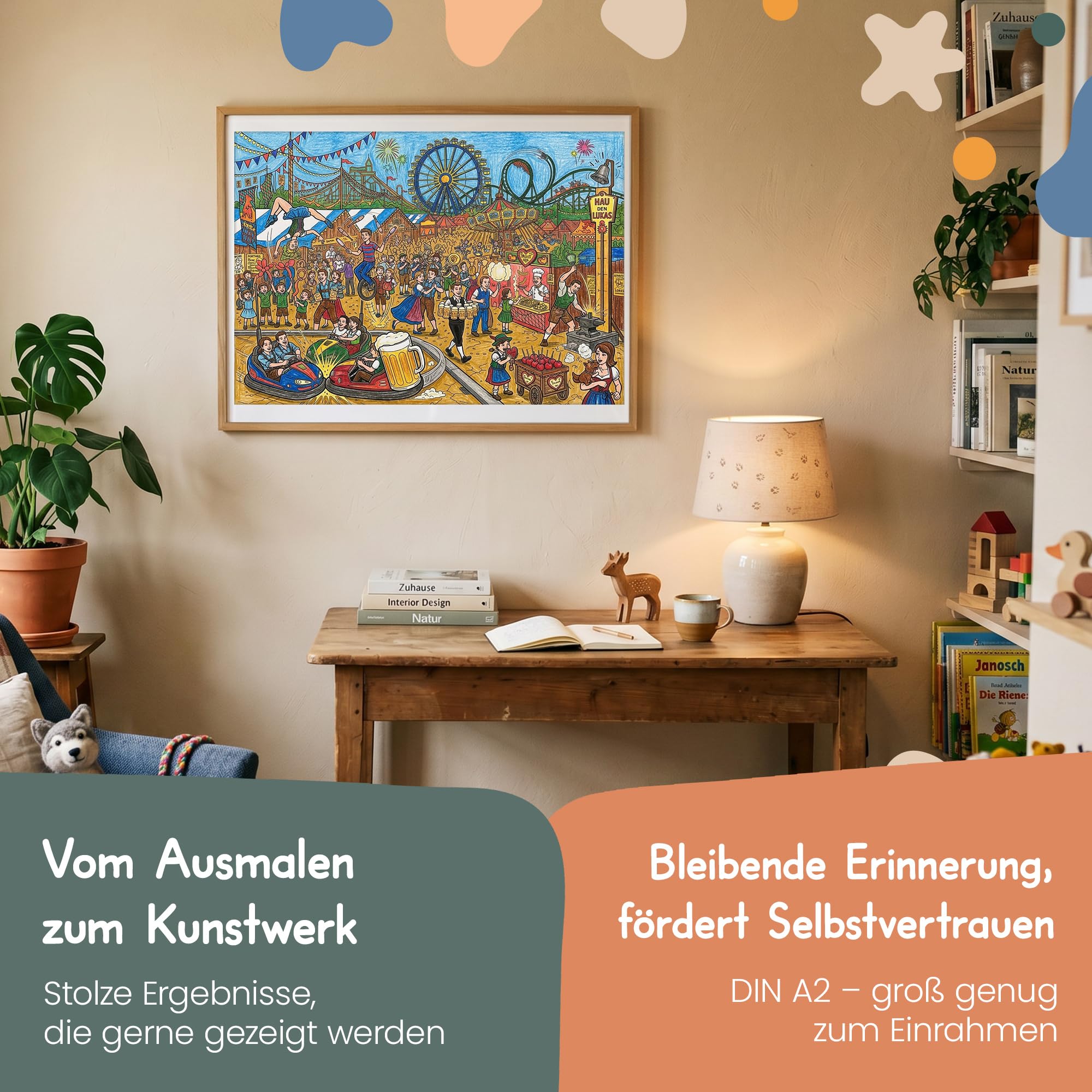 5 x plakat XXL do kolorowania z 24 kredkami, jarmark dla dzieci