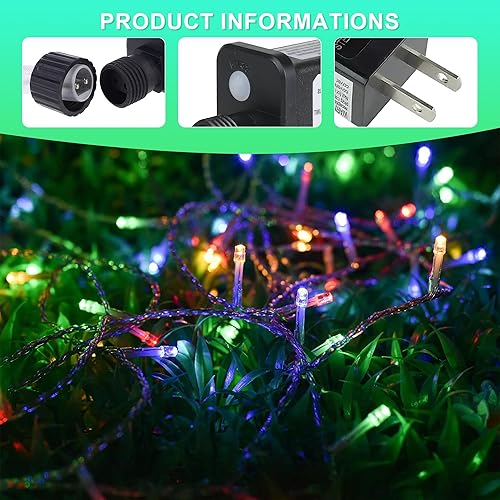 Miniatura 5 de Luces decorativas de Navidad para exteriores, tira de 500 luces LED con 8 modos de iluminación, luces parpadeantes impermeables de alambre