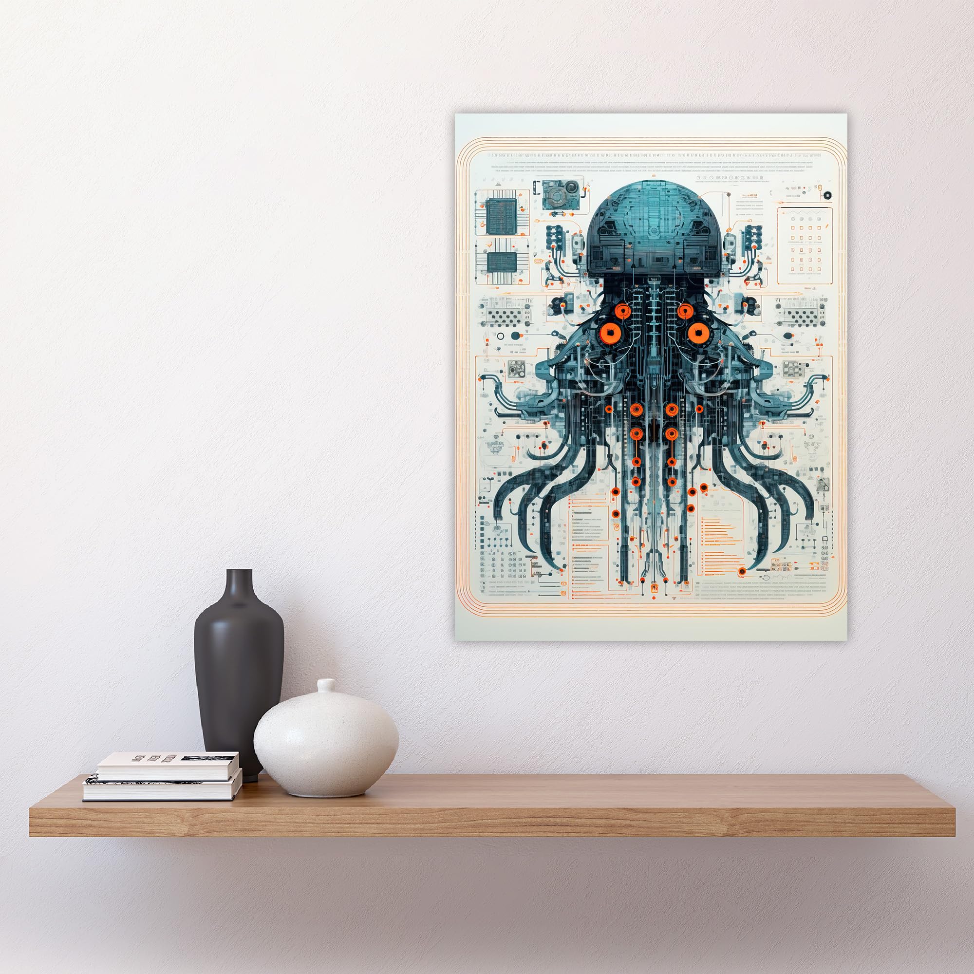 Artery8 Weapons Grade Jellyfish Robot Hybrid Secret Military Schematic Blueprint Futuristic Complex Arcane Manuscript Gift For Him Man Cave Large Wall Art Poster Print Thick Paper 18X24 Inch - Image 4