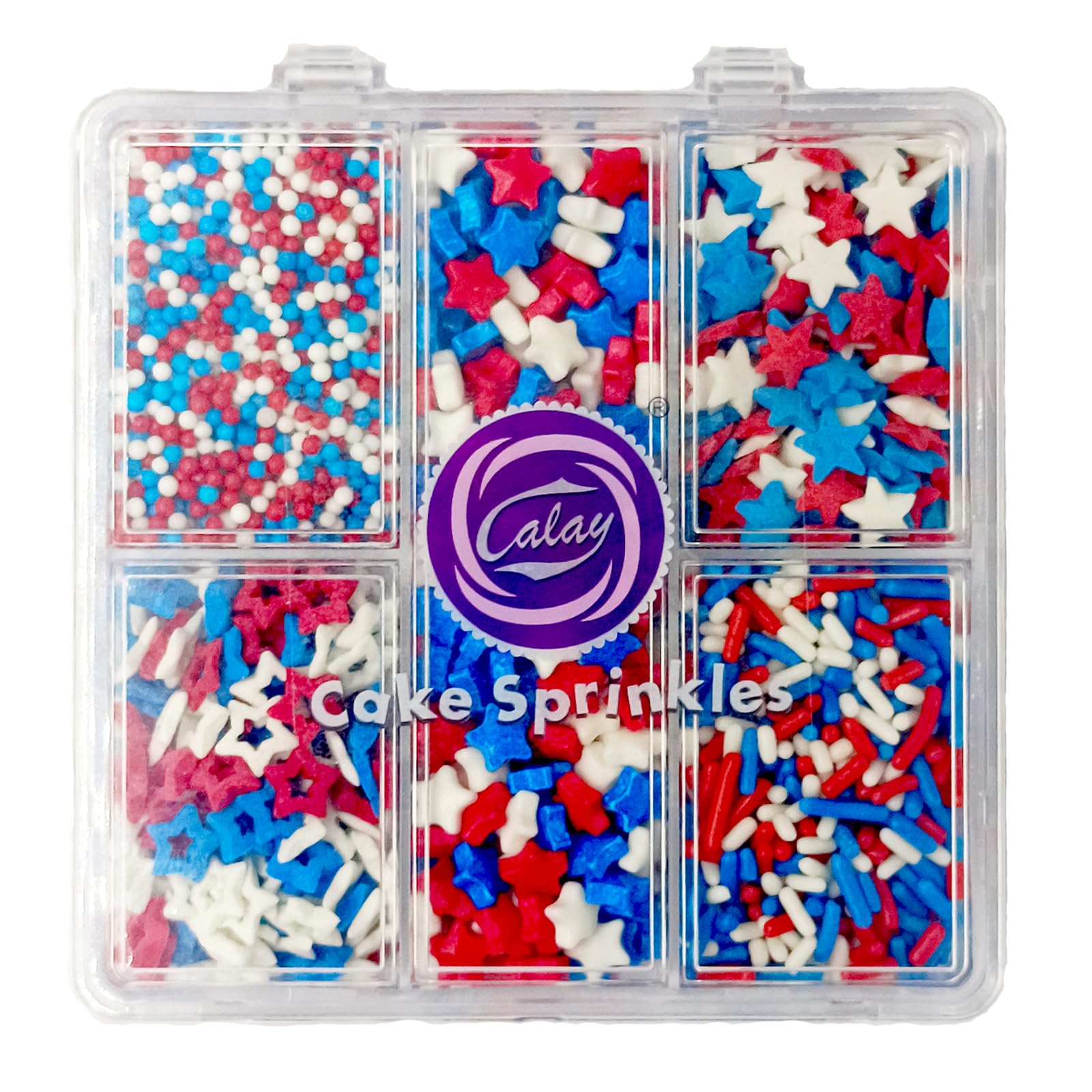 Edible Red White Blue Independence Day Pentagram Slice Gummy Candy Needle Sugar Sprinkles 75g/2.6oz Sprinkles for Cake Decorating Candy Baking