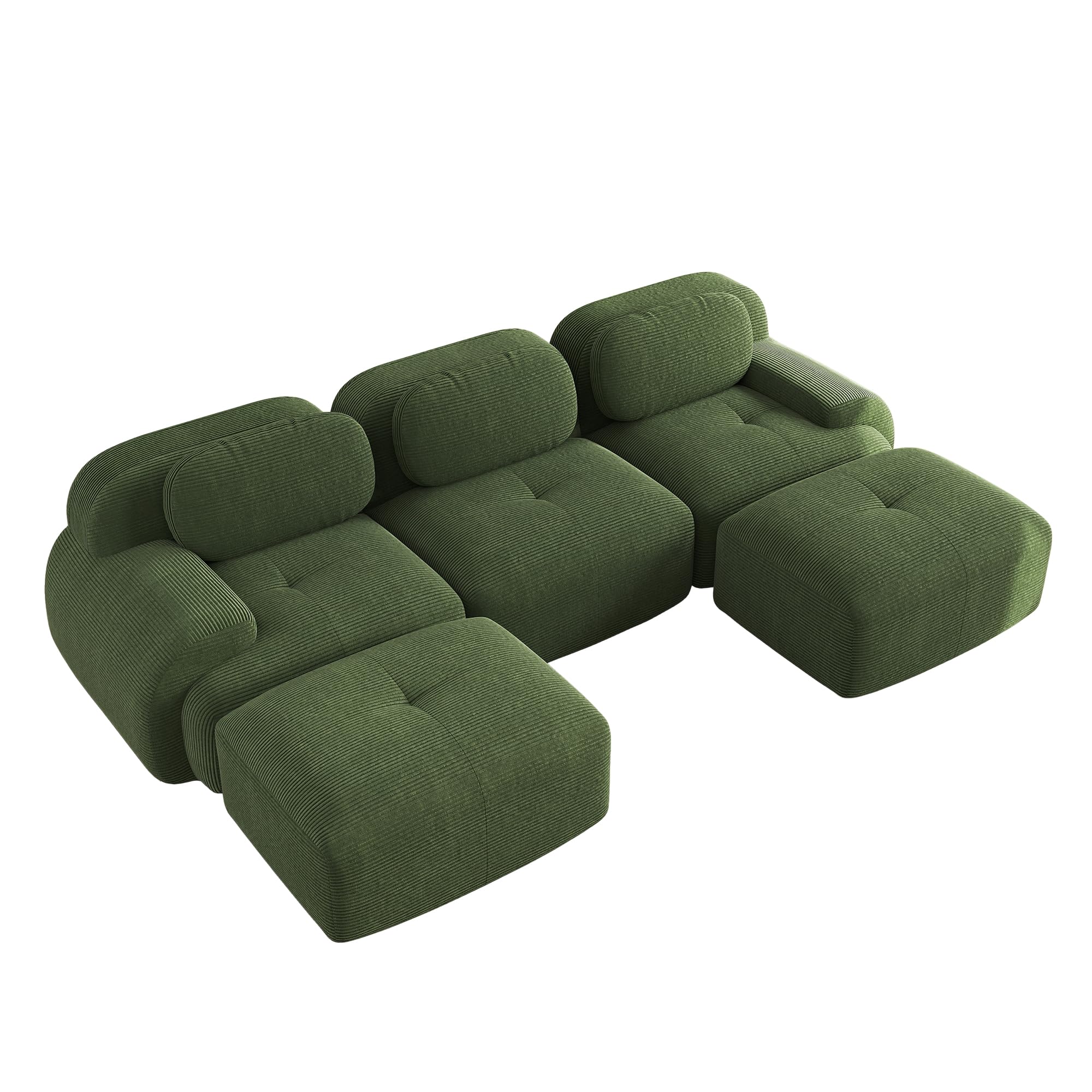 Divano a U Premium Green modulare senza montaggio, antiscivolo per animali domestici, braccioli extra larghi 32D, imbottitura altamente elastica per soggiorno, camera da letto, ufficio