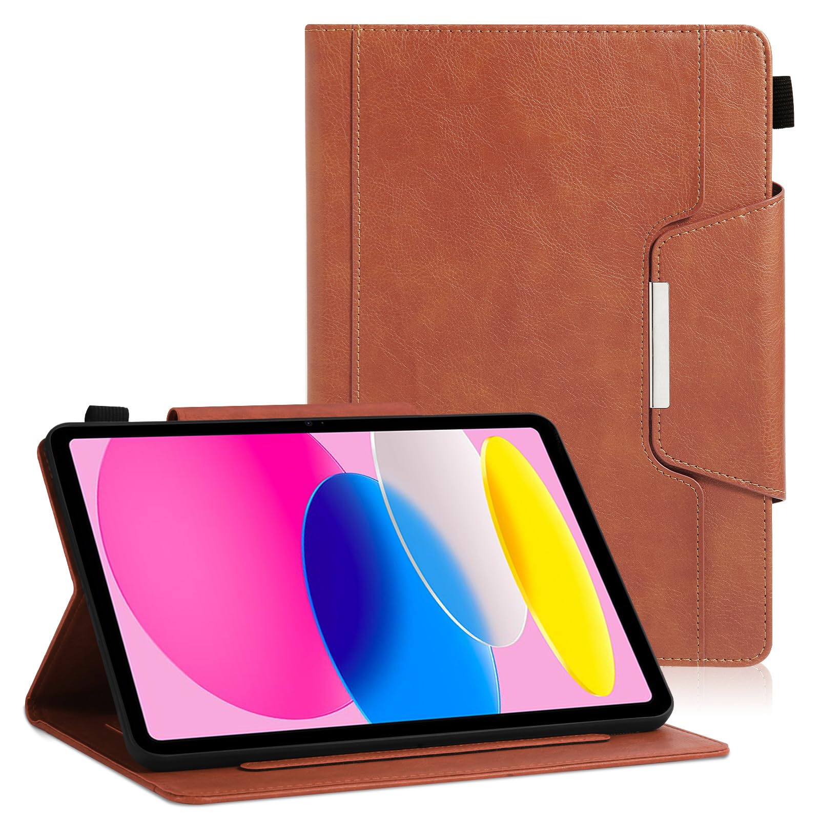 Qribo 対応 iPad 第11/10世代 ケース ソフト フォリオカバー 耐衝撃 iPad A16 ケース 2025 あいぱっ第10世代 10.9インチ 2022 タブレットケース 内側はマイクロファイバー 傷防止 ひび割れ防止 耐久性全面保護 アイパッド 第10世代 カバー 絵描き角度 あいぱっど11世代カバー 褐色