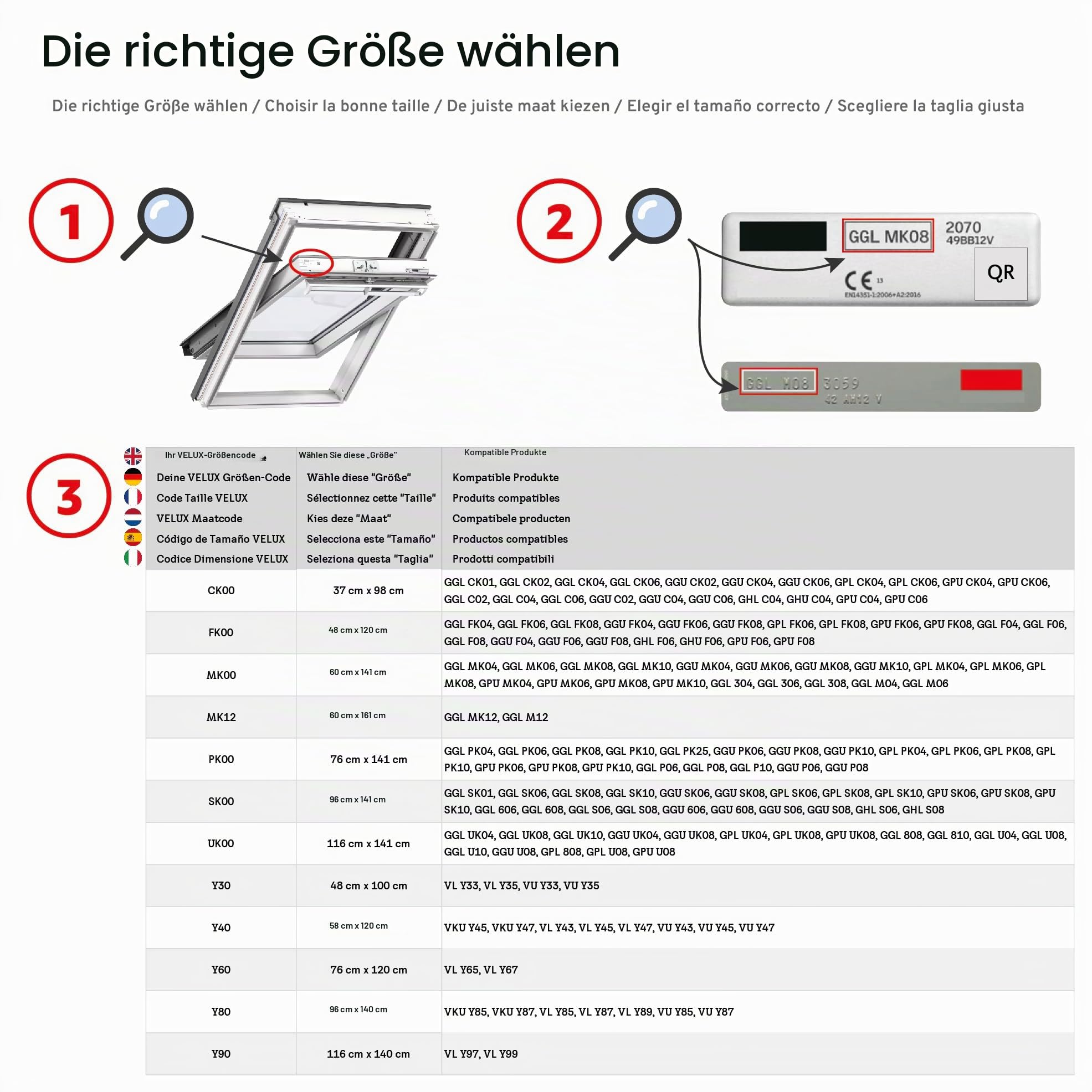 VELUX Sichtschutz-Rollo mit Haltekrallen, FK06, F06, FK04, F04, Weiß