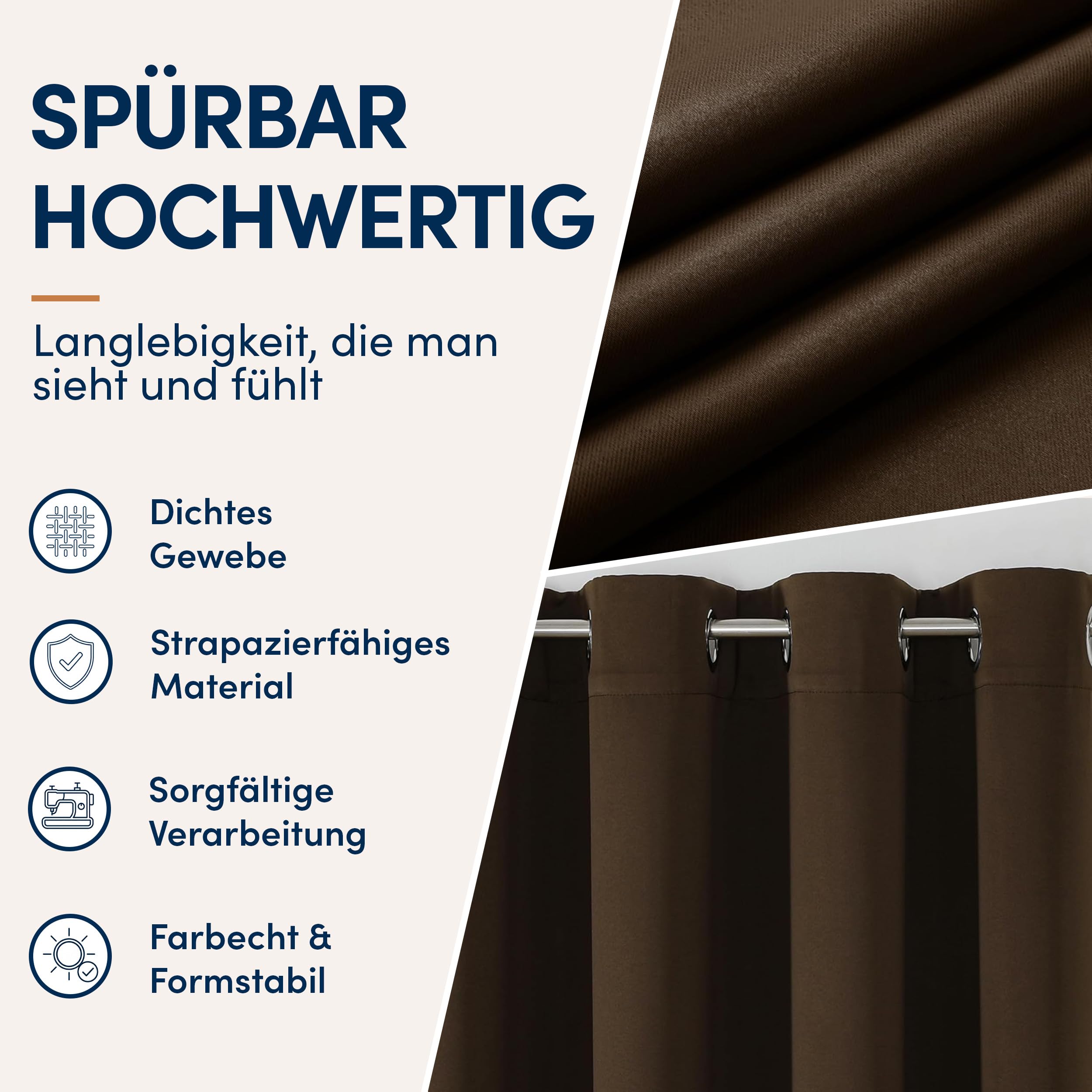Gardine mit Ösen blickdicht - Vorhang Braun H245 x B300 cm - 1 Stück