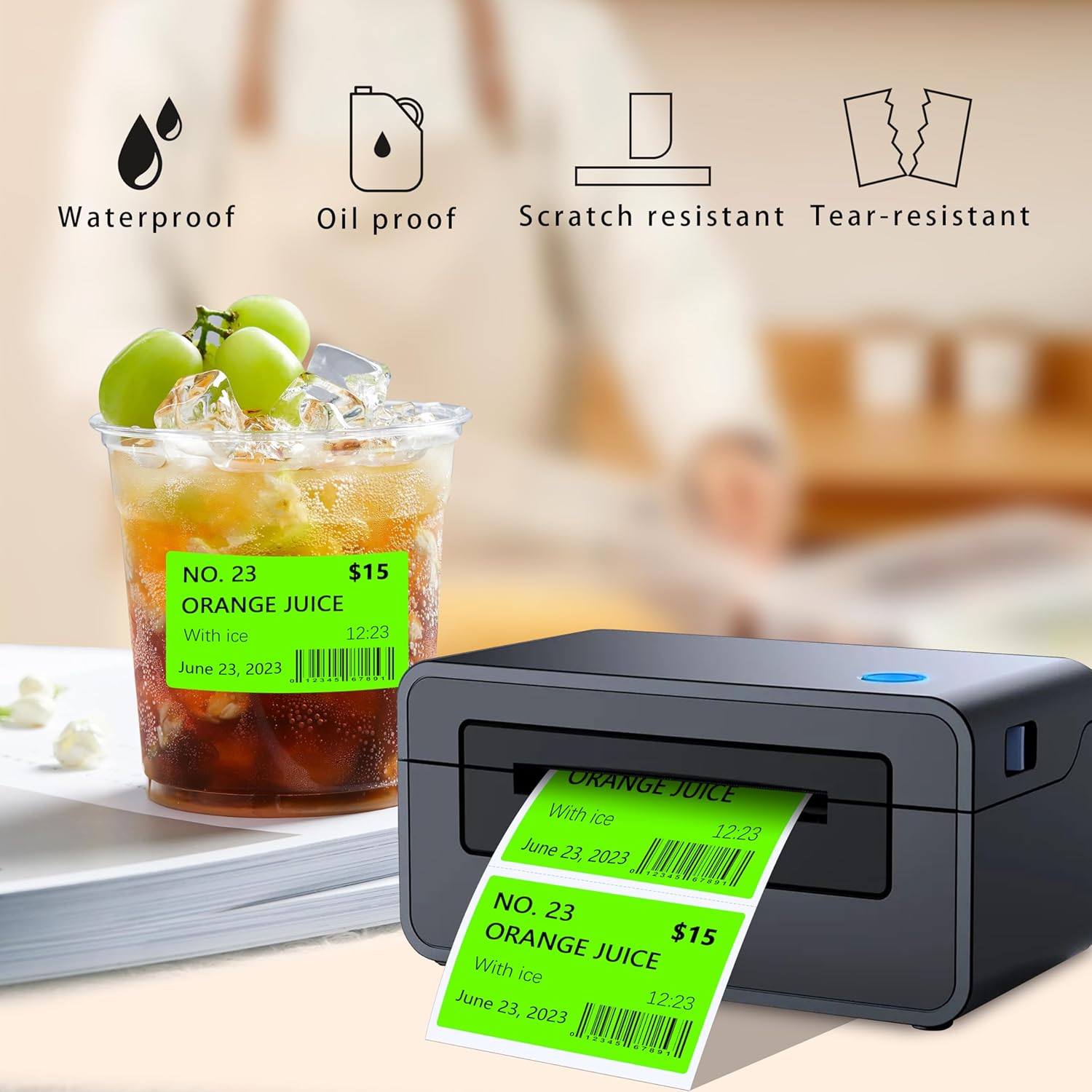 PARLAIM 2.25x1.25 Inch Rectangle Direct Thermal Labels, Self-Adhesive Sticker Labels for Thermal Printer, 1000 per/Roll, DIY Design, QR Code, Name Tag (Fluorescent Green) - Image 3