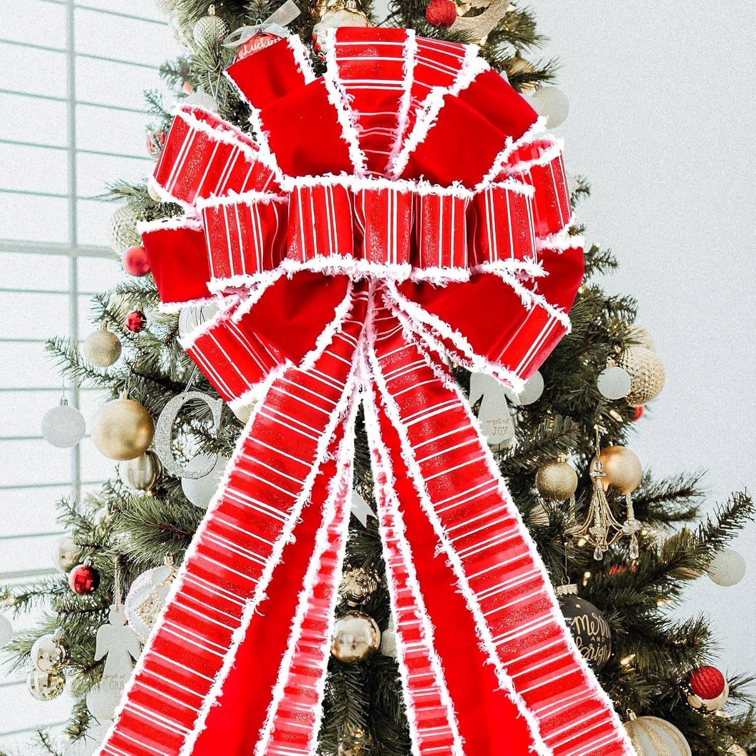 Puntale per albero di Natale con sfere in vetro rosso decorazione e ad Puntale per albero di Natale con sfere in vetro rosso decorazione e ad