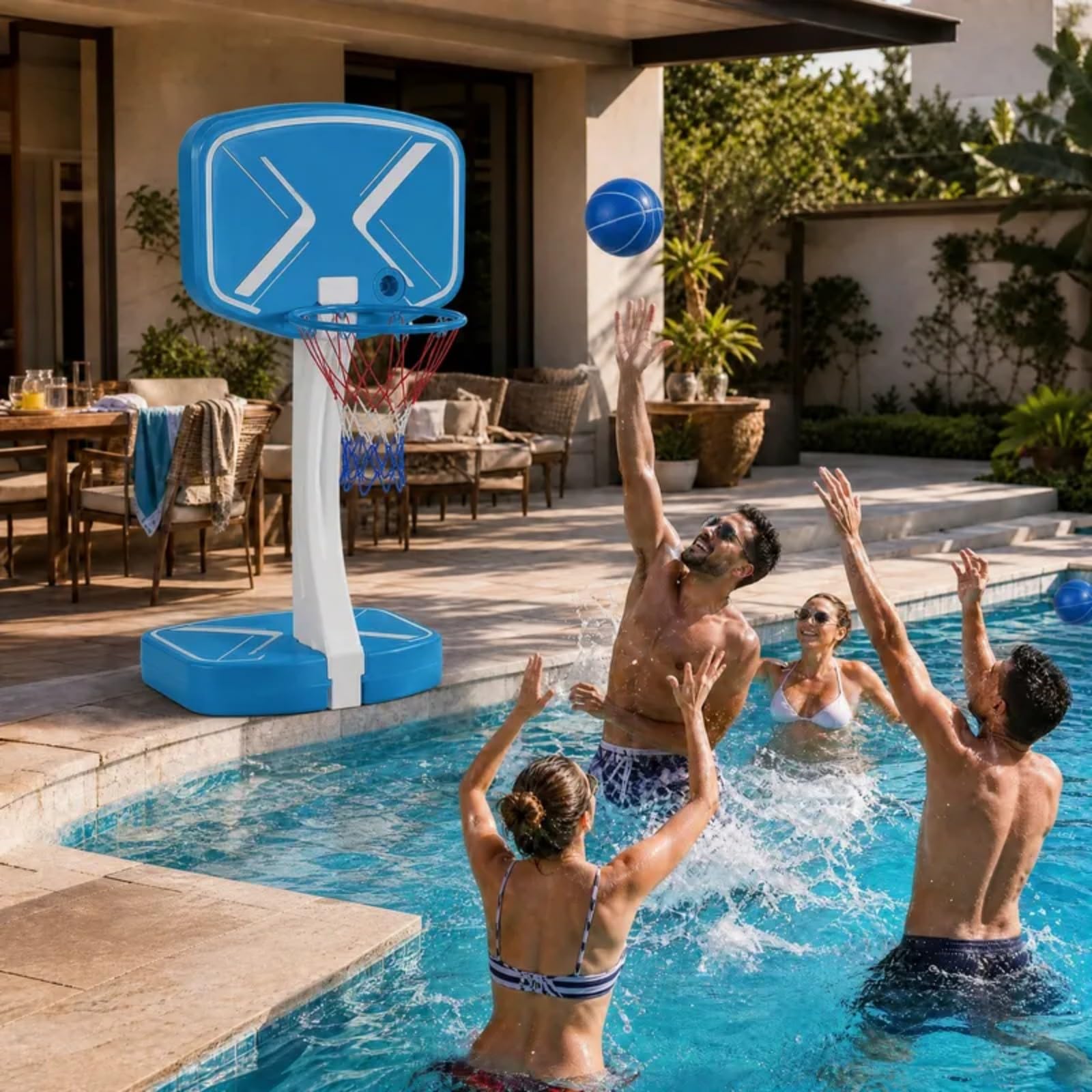 LIFEZEAL Volleyballnetz und Basketballkorb für Pool