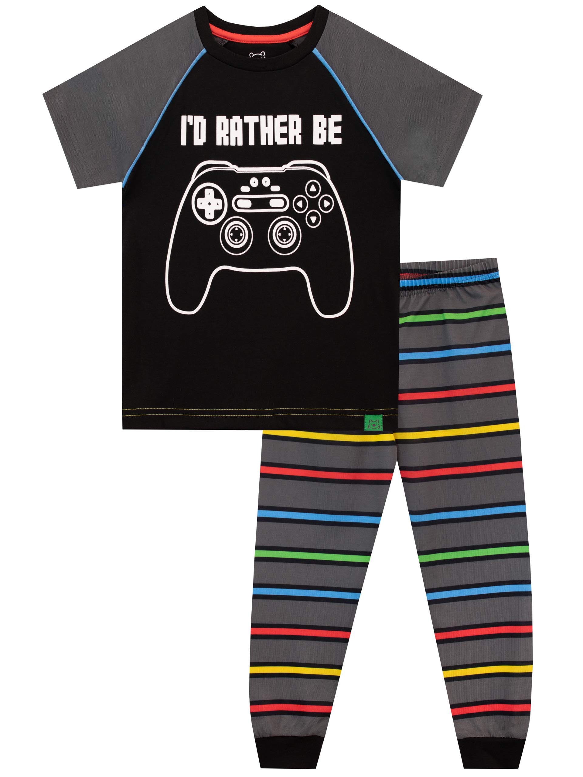 Ensemble Pyjama Garçon Harry Bear - Weekend Warrior, Short Et T-Shirt Gamer, Design Manette