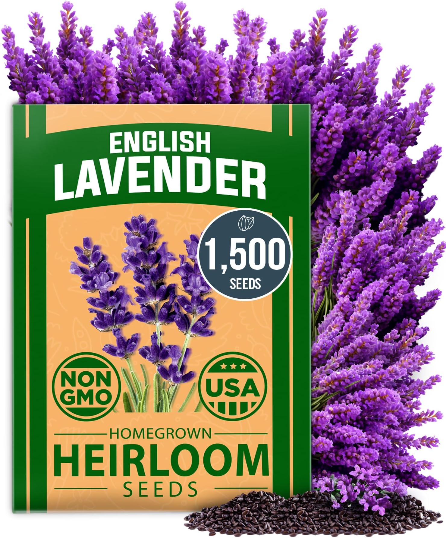 Home Grown English Lavender Seeds 1,500 Herb Seeds, Wildflower Seed for Planting Indoor/Outdoor,High Germination,Plant Flower(Lavandula antustifolia)