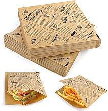 150 Sheets Burger Paper Sheets, 15 x 15 cm Thick Burger Paper, Waterproof and Oil Burger Bags, Hot Dog Bags, Wrap Paper for Sandwich, Butterbread, French Fries, Burgers, Cakes