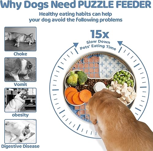 Miniatura 2 de Cuenco para perros, azul, área de lamer de 9.8 pulgadas, sin BPA, antideslizante, reduce la ansiedad, se adapta a múltiples tipos de alimentos