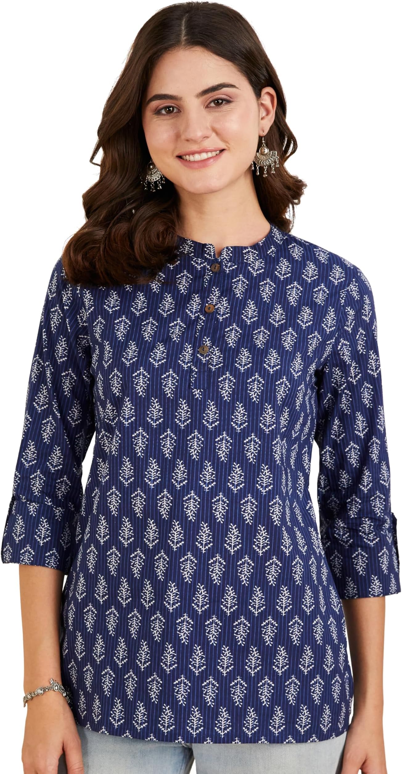 Women's Cotton Regular Short Kurti (NIT001CORE3_Dark Navy_M)