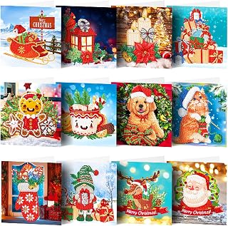 Diamond Painting Christmas Cards 12 Pack Greeting Cards Blank Inside Christmas Card with Envelopes