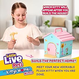 Little Live Pets My Kitty\'s Home Mini Playset, Mystery Kitty Plush Reveal, Build and Decorate Toy Pet Carrier, Repeat Play, Cat House Toys for Kids 5+