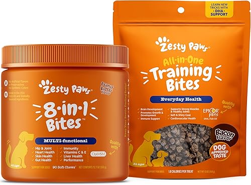 Suplementos multifuncionales para perros  Glucosamina condroitina para apoyo articular + golosinas de entrenamiento para perros y cachorros  Salud