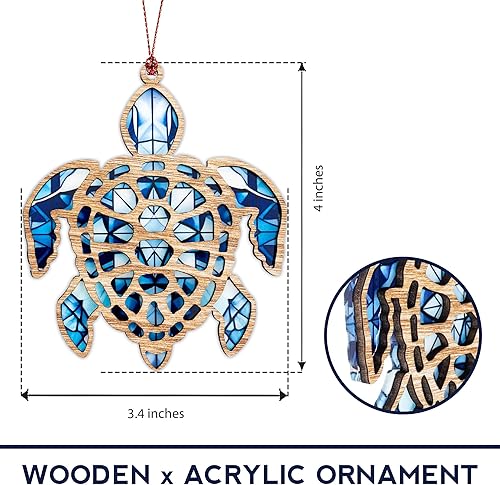 Miniatura 2 de Adornos de Navidad de tortuga marina 2025, regalos de tortuga marina para mujeres y hombres, adorno de atrapasoles con tarjeta de historia, adornos