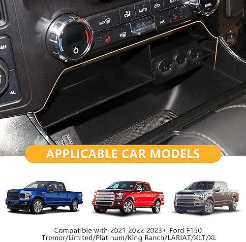 Miniatura 5 de RERPRO Bandeja organizadora de consola central, compatible con Ford F150 2021 2022 2023, accesorios interiores debajo del salpicadero, contenedor de