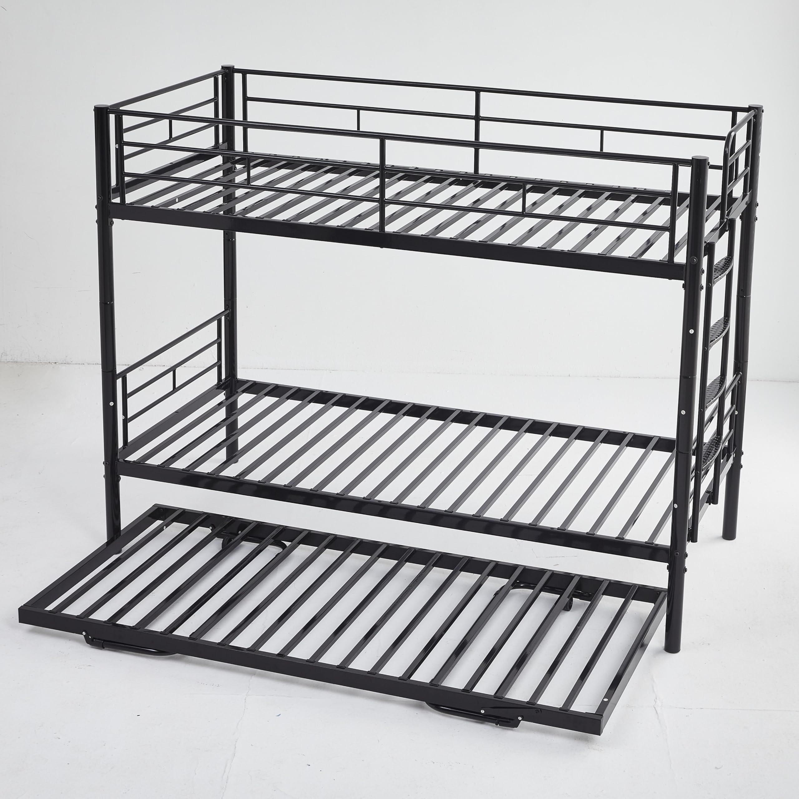 letto a castello 90x200 protezioni perimetrali con telaio in acciaio letto in metallo doghe incluse con terza superficie pieghevole ed estraibile letto singolo scala antiscivolo camera