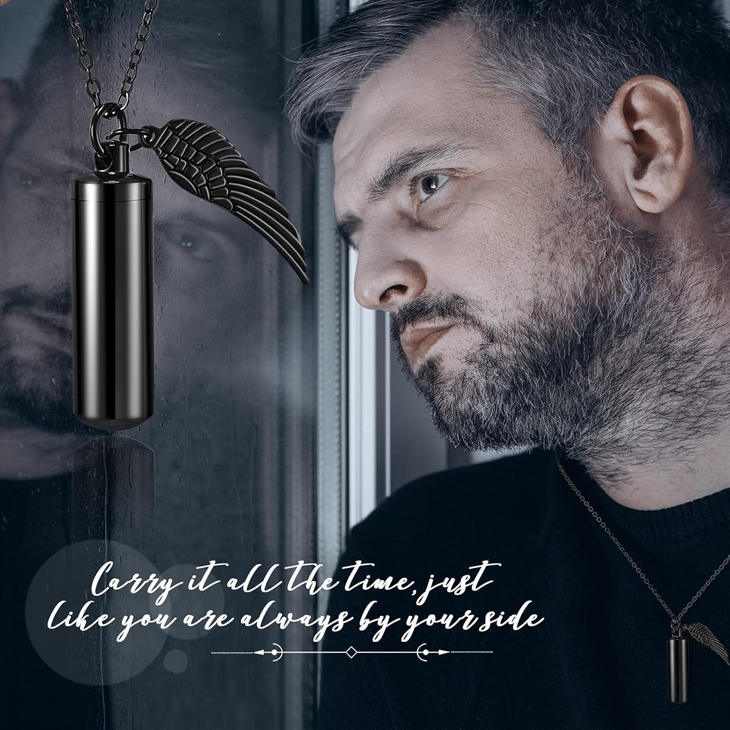MTLEE Urn Necklace for Ashes Cremation Jewelry for Ashes, 6 Pieces Stainless Steel Cremation Jewelry for Women Men, Memorial Necklace Angel Keepsake Cylinder Pendant with Filling Kit - Image 7