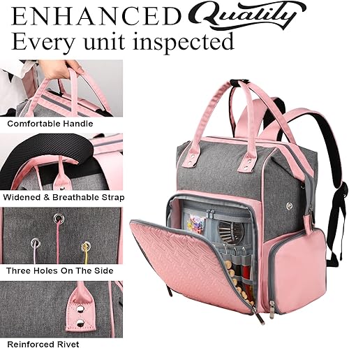 Miniatura 2 de Mochila para bolsa de punto, bolsa organizadora de almacenamiento de hilo, bolsa organizadora de hilo, bolsa de ganchillo con puerto de carga USB,