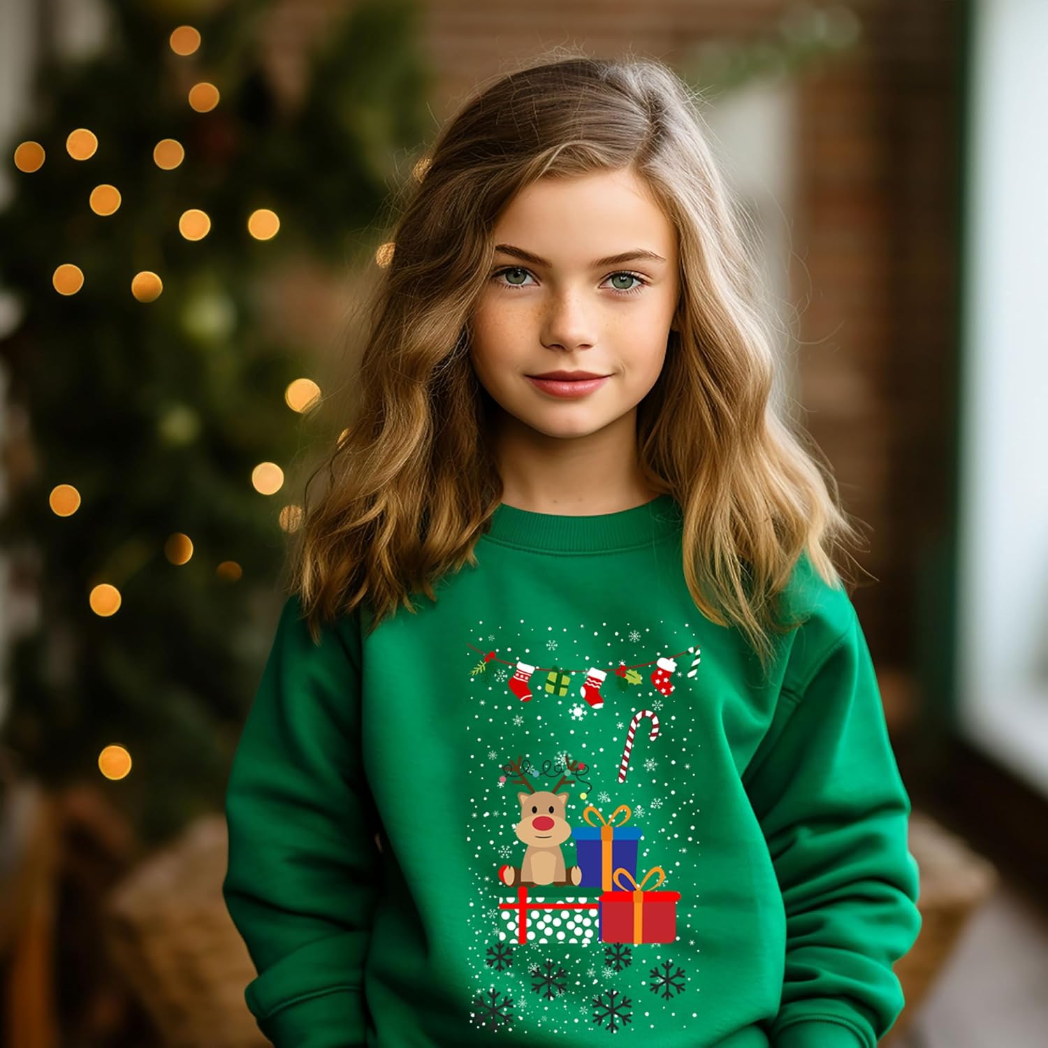 Kids Christmas Sweatshirt Boys Girls Ugly Xmas Santa Reindeer Graphic Shirt Toddler Long Sleeve Pullover Outfit Tops