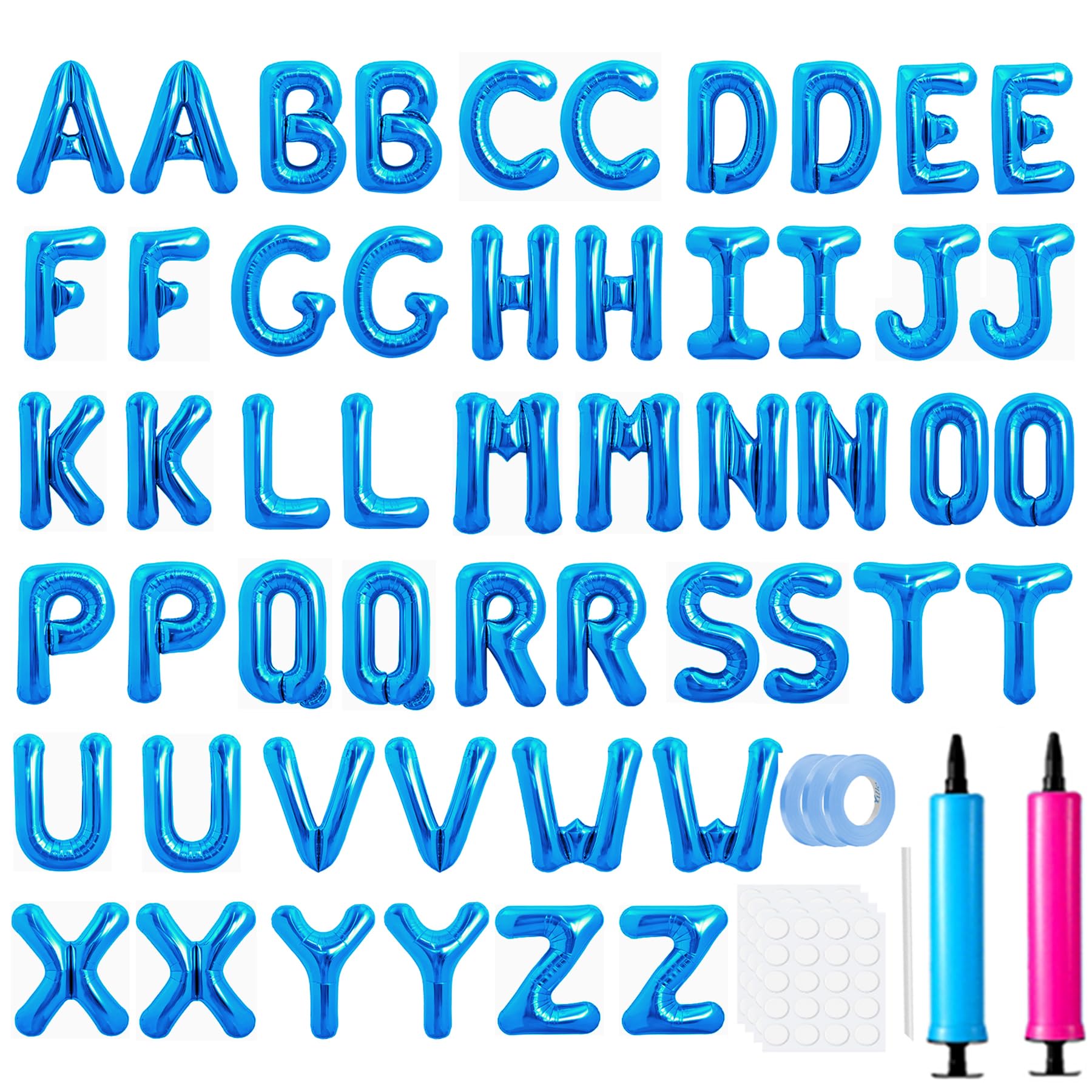 LIOZEOKUN Letter Balloons 16 Inch Alphabet A-Z Mylar Foil Balloons 2 Set for Wedding Birthday Party Decoration Banner Custom Phrase 52 Pcs