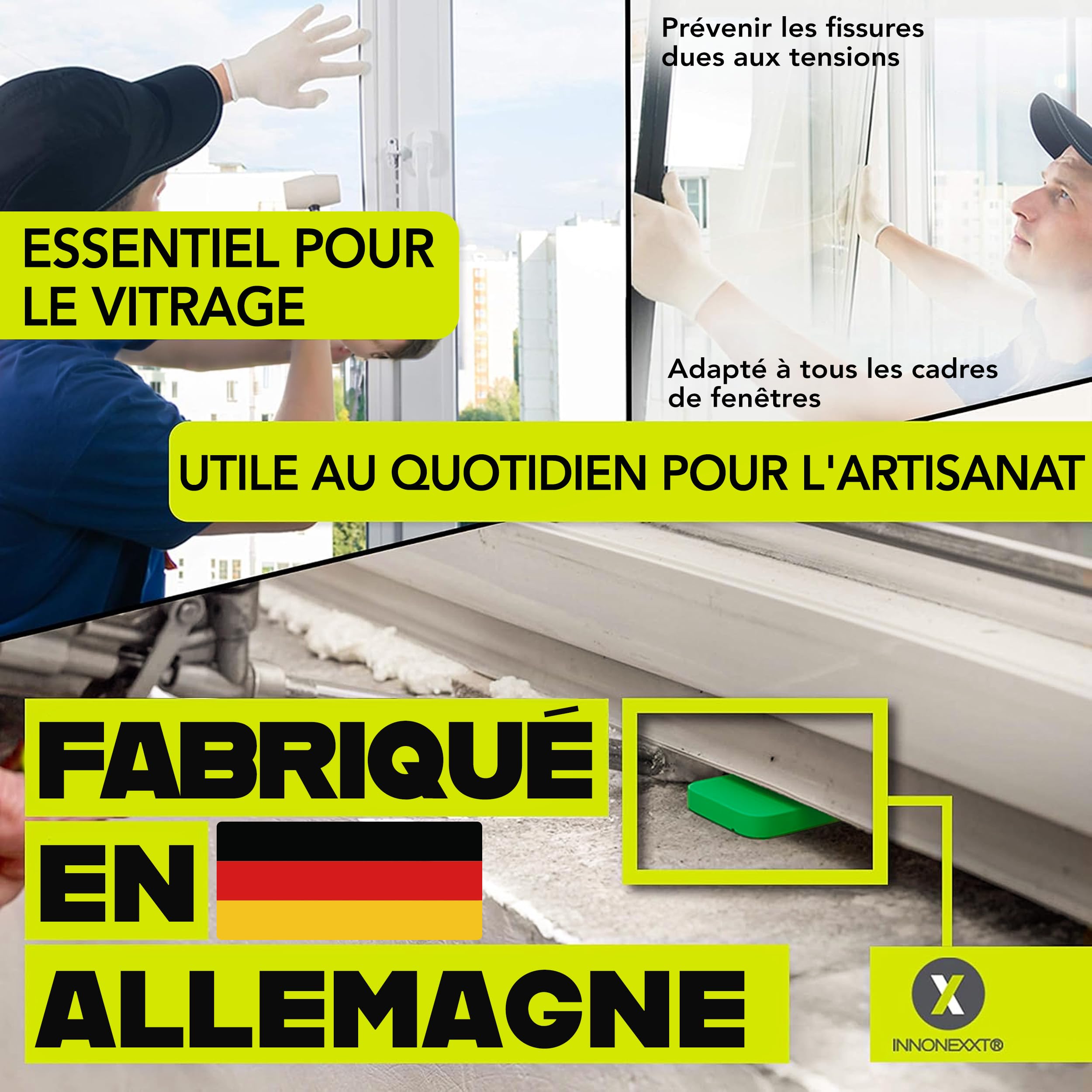 Premium Cales pour vitrage | 24 x 100 mm, 5mm - 500 pièces | Fabriqué en Allemagne | Cales, entretoises, cales d'espacement en plastique, entretoise plastique, plots terrasse réglable