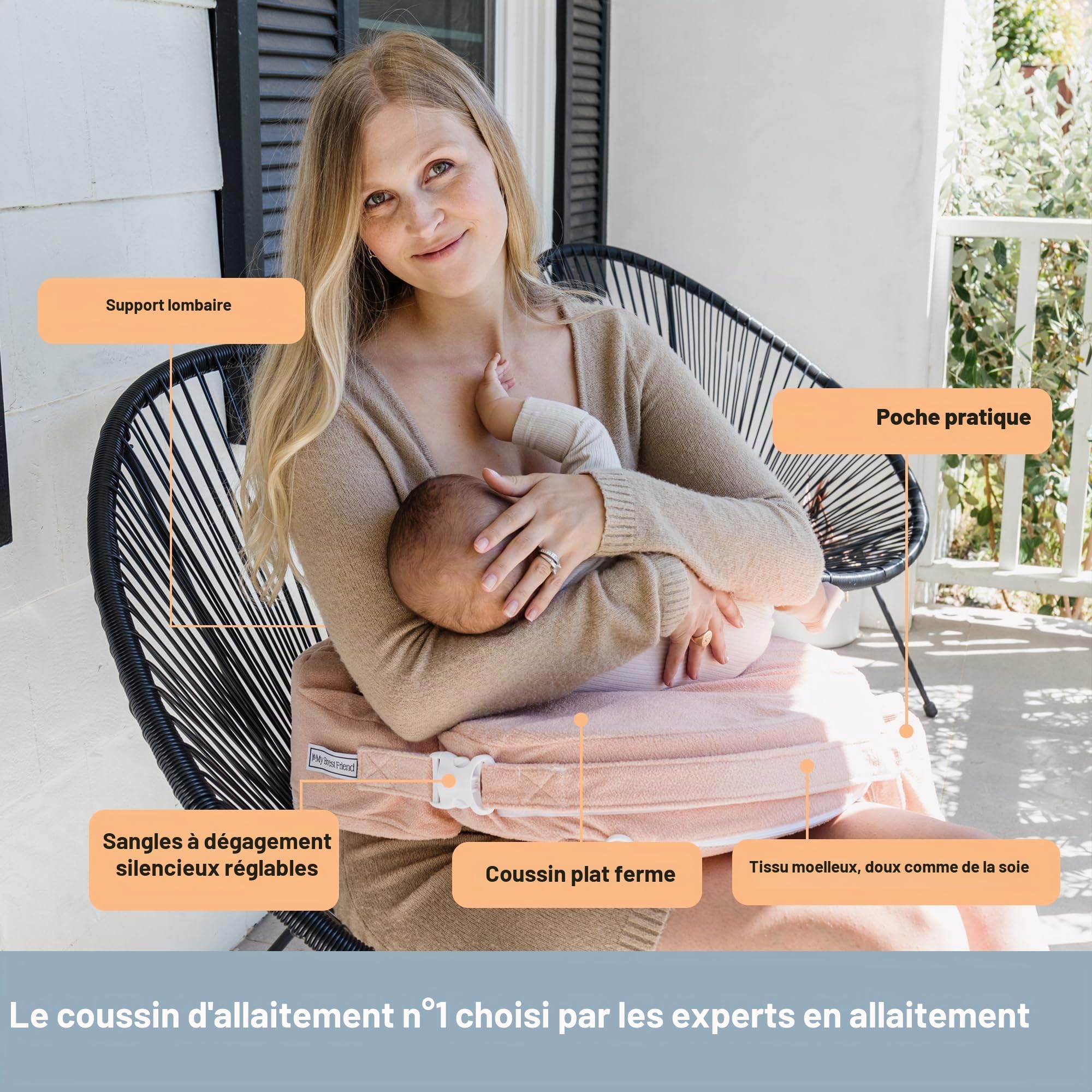 My Brest Friend Coussin d'allaitement Deluxe Rose douce