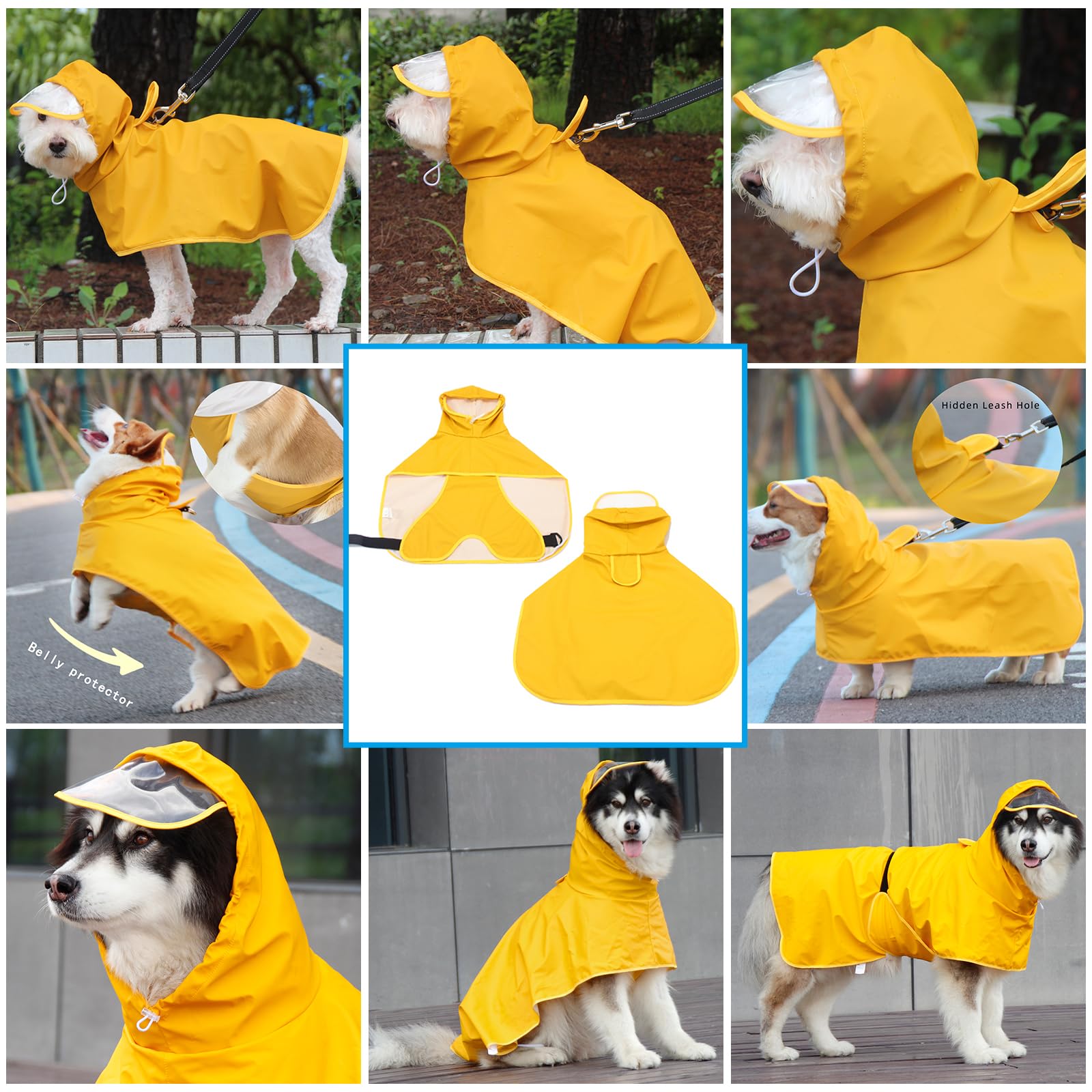 Impermeable Chien pour Chiens avec Capuche Transparente - Manteau Chien Imperméable, Convient Aux pour Petits, Moyens et Grands Chiens (7XL)