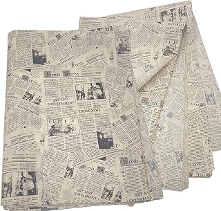 50 Sheets Vintage Newspaper Tissue Paper - Old News Print Design, 20x14in Black & Beige Art Tissue for Wedding/Birthday/Party Wrapping & Craft Decor