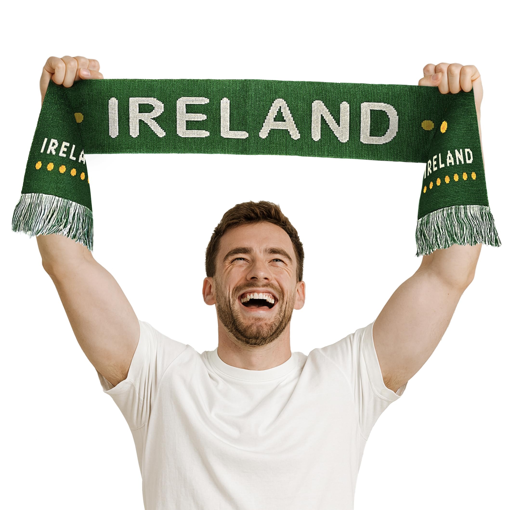 Ireland Irish Scarf - Adult Unisex Supporter Fans Rugby Football World Cup, Double Knitted, Super Warm, Soft Touch, Premium Acrylic Quality, Big Text, Eye Catching, Sports Event Festival