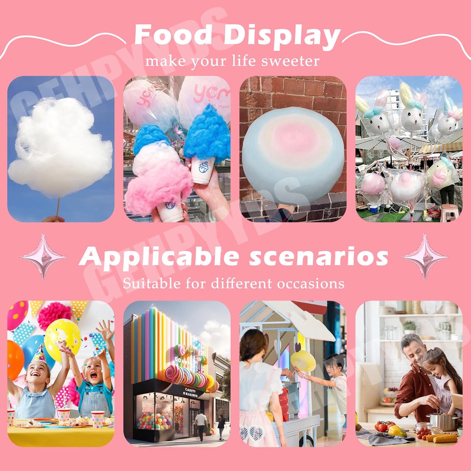 1200W Stainless Steel Professional Cotton Candy Machine - Commercial Grade Maker with Tray for Delectable Cotton Candy - Perfect for Parties and Birthdays(Silver)