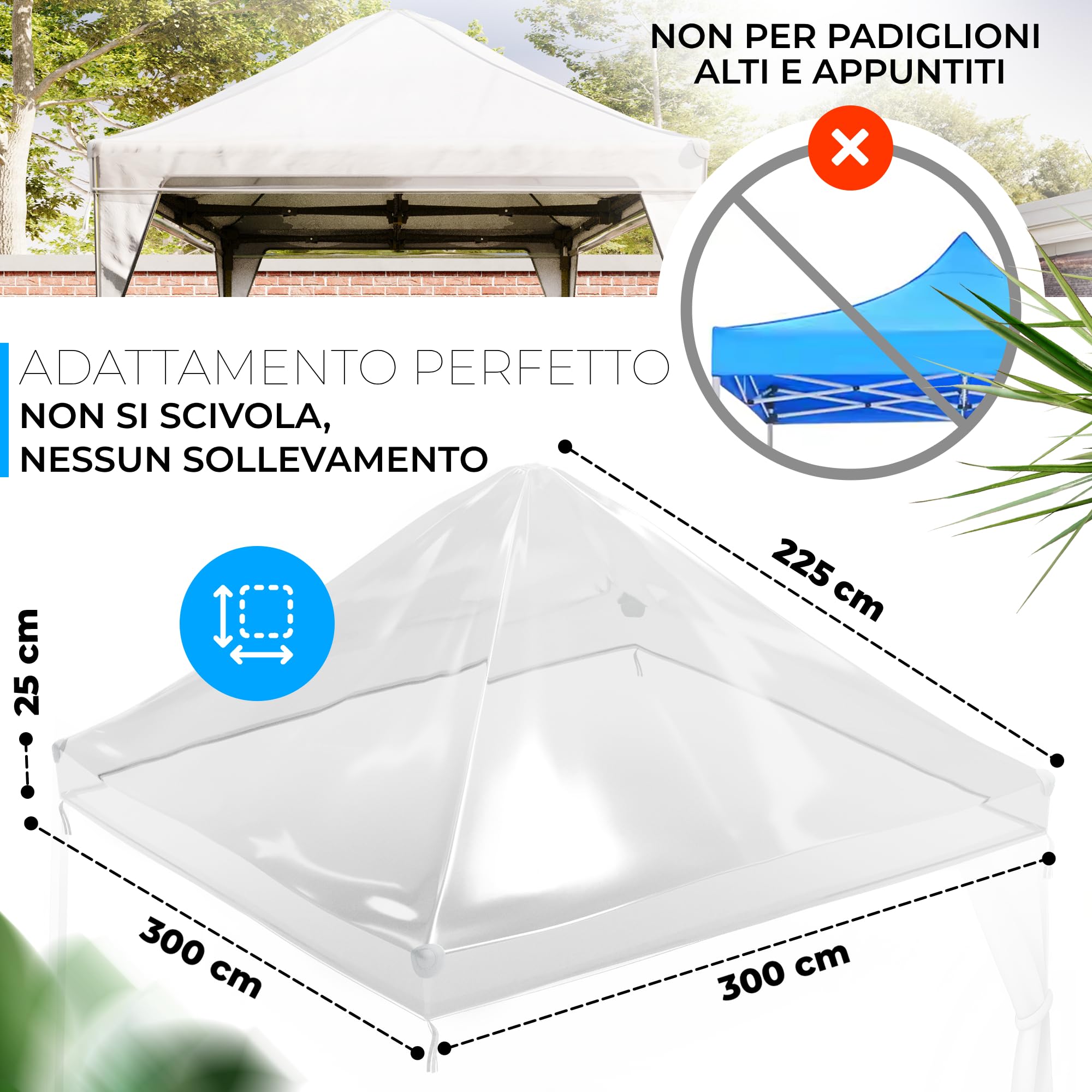 GRAFT copertura gazebo 3x3m | Protezione da pioggia | Ricambio impermeabile trasparente | Tenda giardino contro intemperie