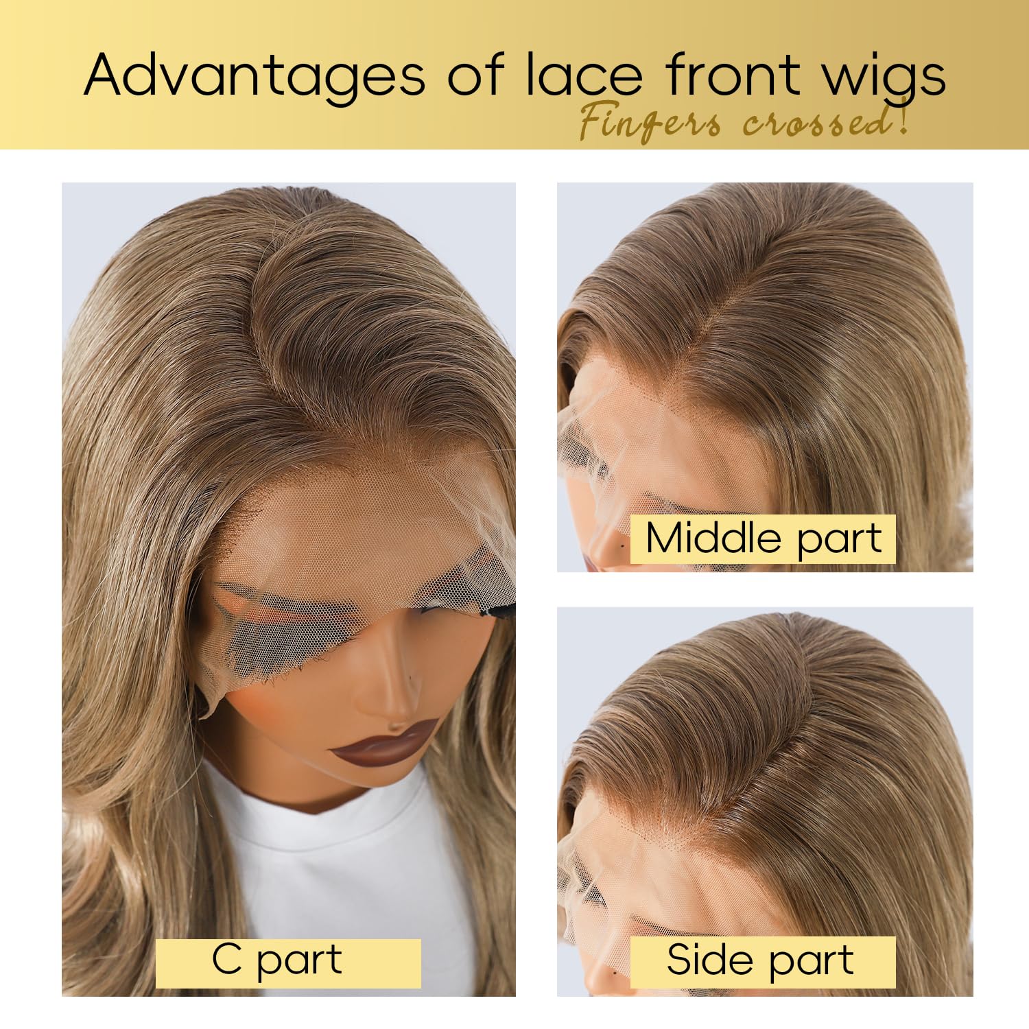 SOMIARIK 13x4 Natural Brown Long Wavy Lace Front Wigs for Women Body Wave Synthetic Wigs Highlight Pre plucked with Baby Hair Around 150% Density Heat Resistant 26 Inch - Image 3