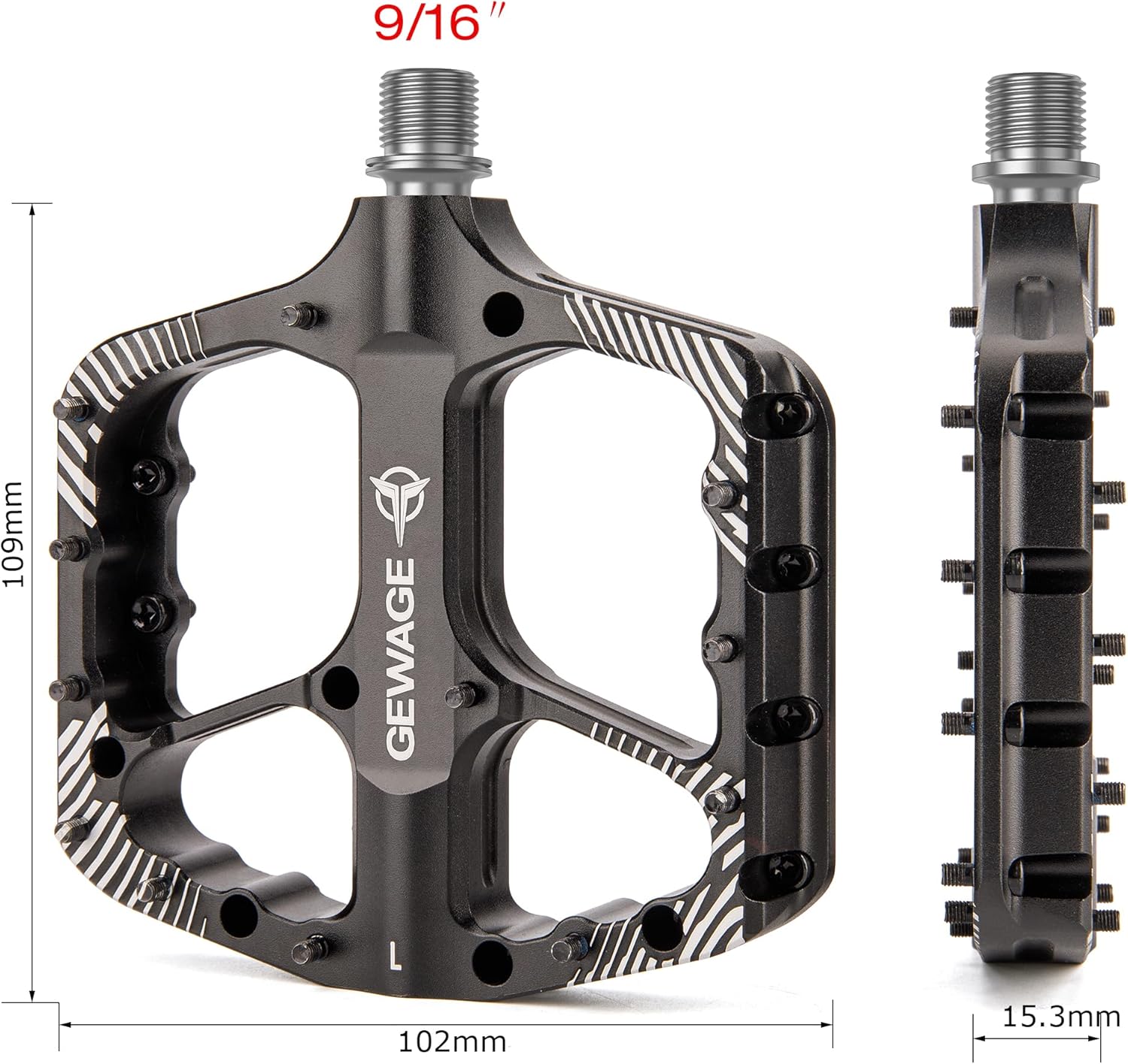 Mountain Bike Pedals -Bicycle Flat Pedals Aluminum 9/16" Sealed Bearing -Wide Platform for Road Mountain Gravel BMX MTB Bike Ideal for Downhill & Trail