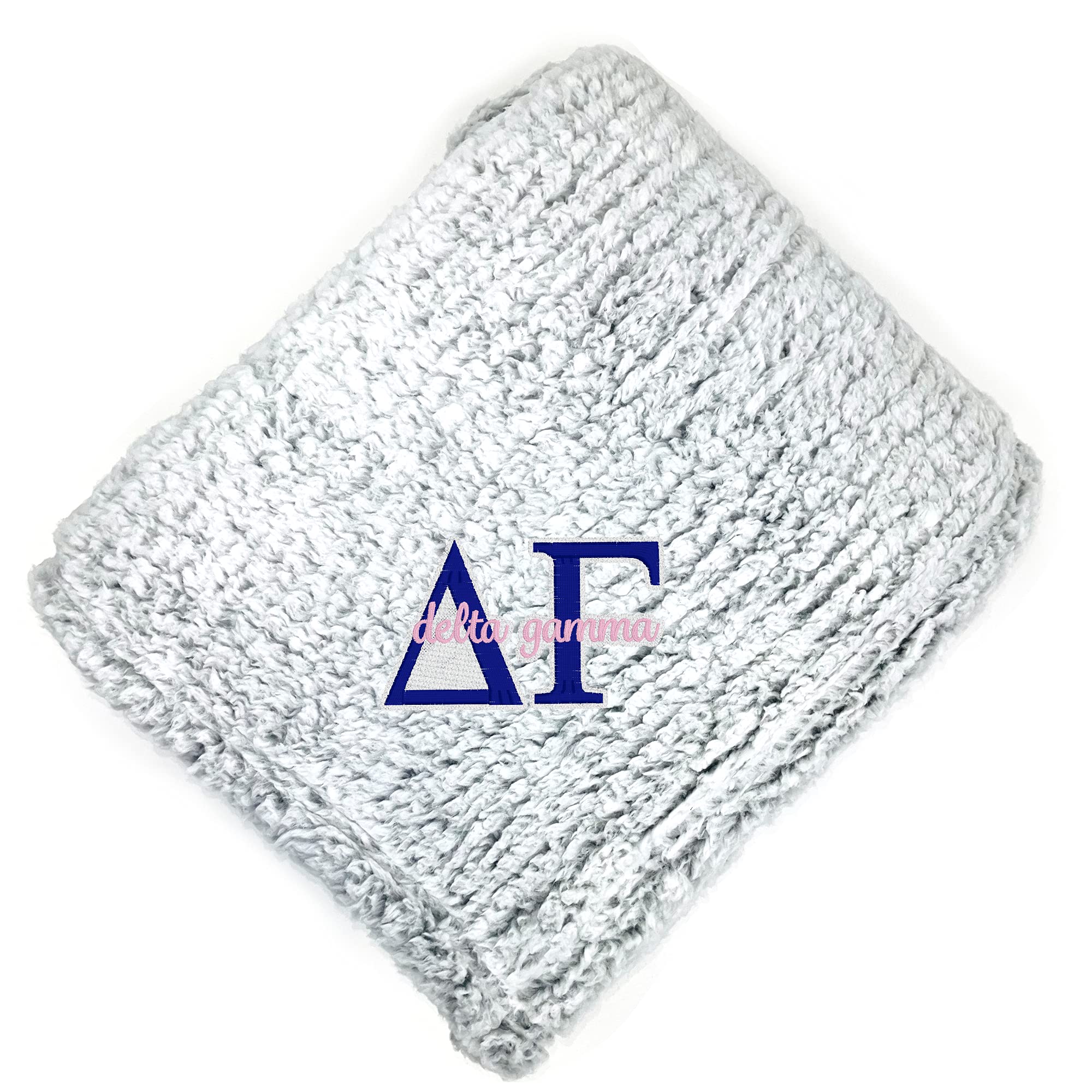 Go Greek Chic Delta Gamma Embroidered Sherpa Fuzzy Throw Blanket