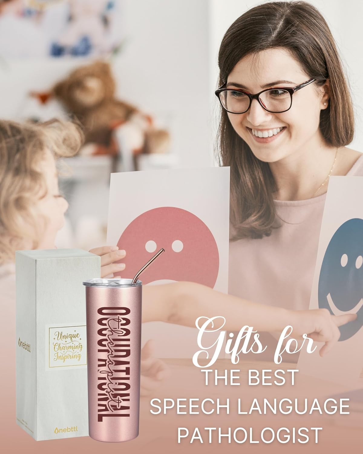 Speech Language Pathology Gifts for Women, Gifts for SLP on National Speech Pathologist Day, Birthday and Chirstmas, 20 oz Insulated Stainless Steel Travel Tumbler - SLP - Image 7